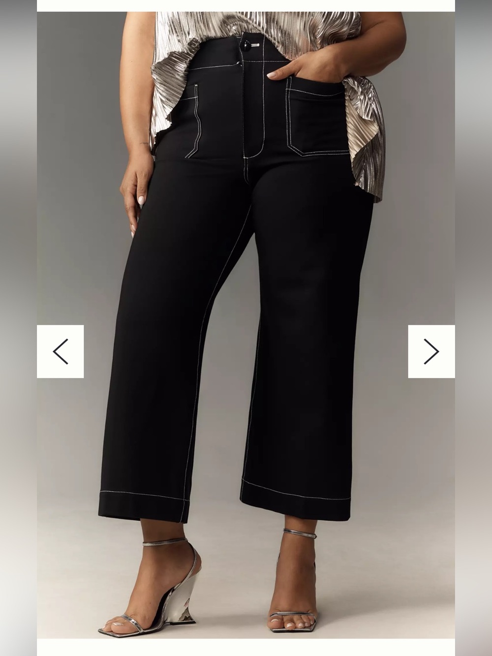 The Colette Ponte Contrast-Stitch Crop Wide-Leg Pants by Maeve